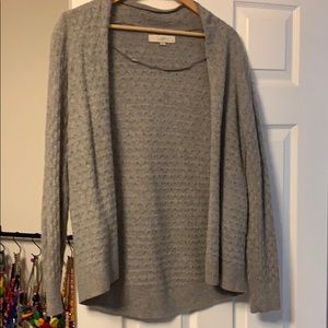 Textured light gray sweater cardigan